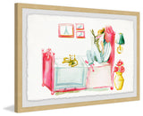 "Reading with the Cat" Framed Painting Print, 18"x12"