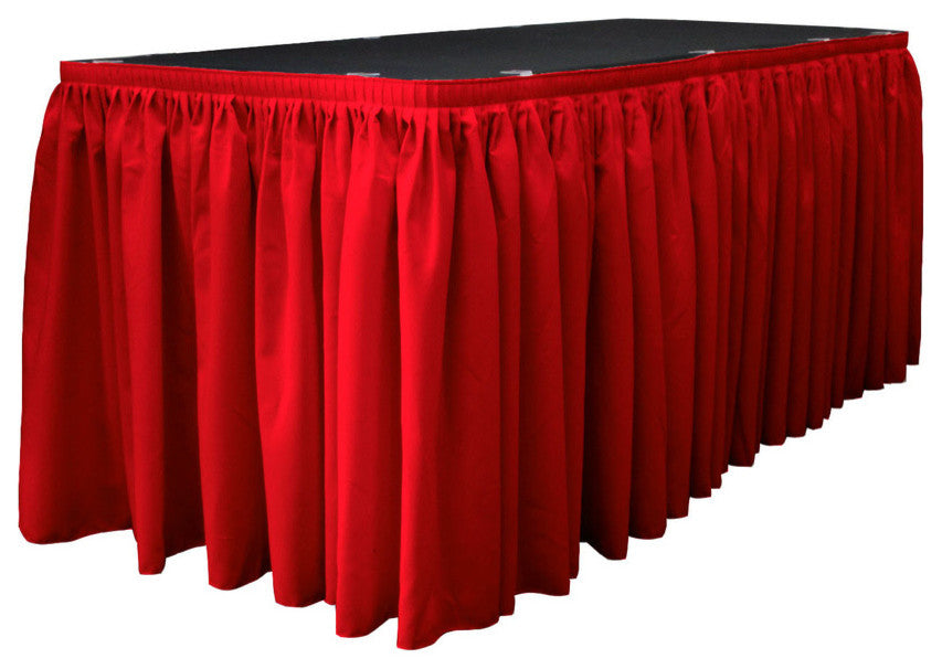 LA Linen Polyester Poplin Table Skirt, Red, 252"x29"