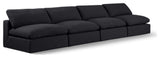 Comfy Upholstered Modular Sofa, Black, 4-Piece: 4 Armless Chair, Linen Textured Fabric