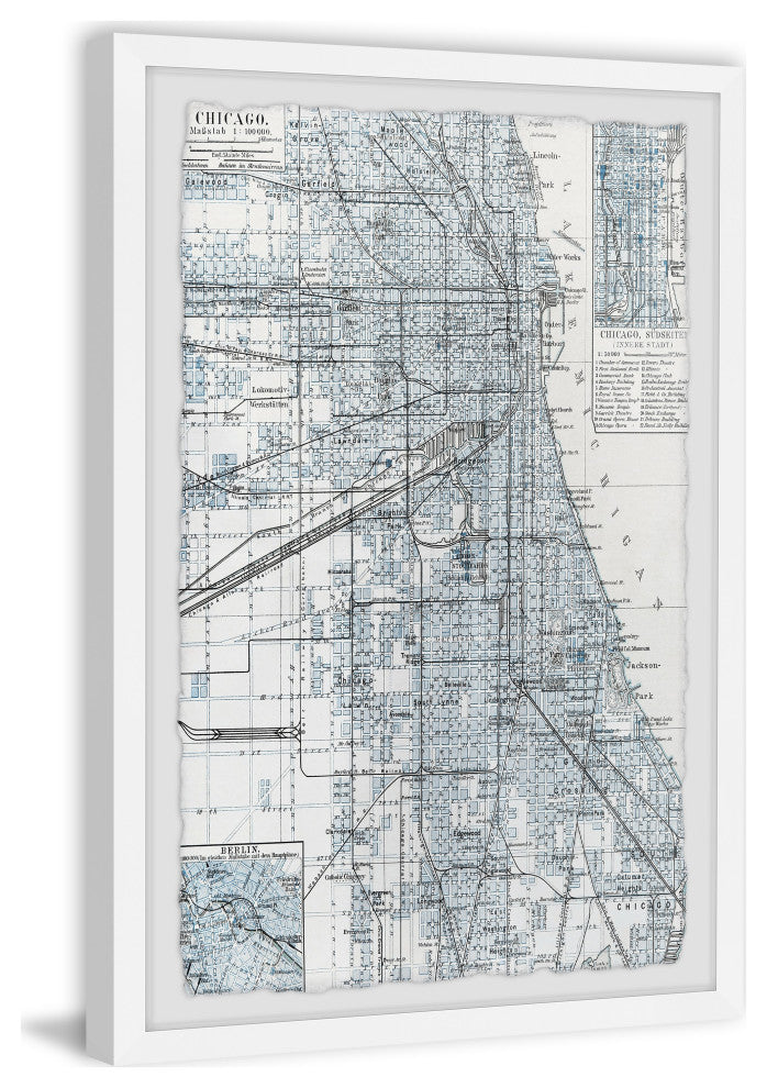 "Map of Chicago" Framed Painting Print, 30x45