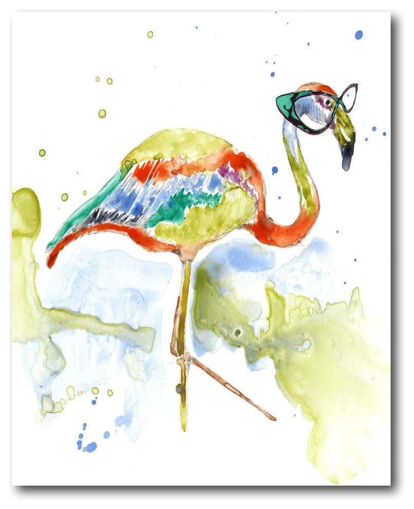 "Smarty-Pants Flamingo" Gallery-Wrapped Canvas Wall Art, 16"x20"