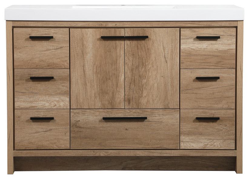 Walker Natural Oak-Light Bathroom Vanity, Natural Oak, 48"