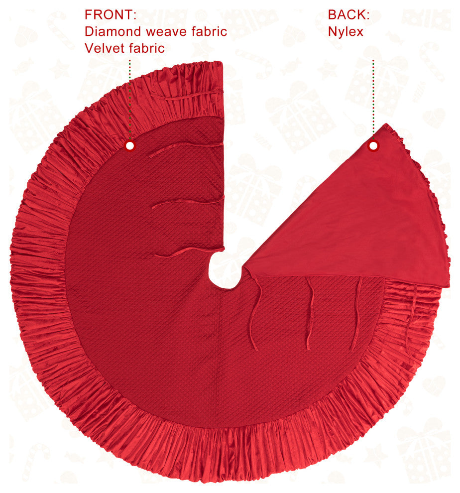 60"D Velvet Ruffled Christmas Tree Skirt