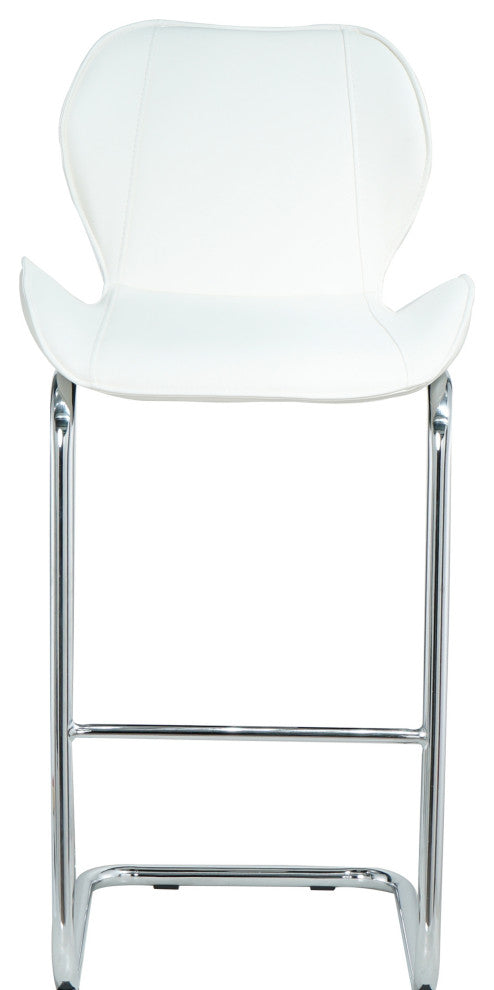 Modern PU 4 Bar chairs with Metal Legs for Dining,kitchen and Bar, White
