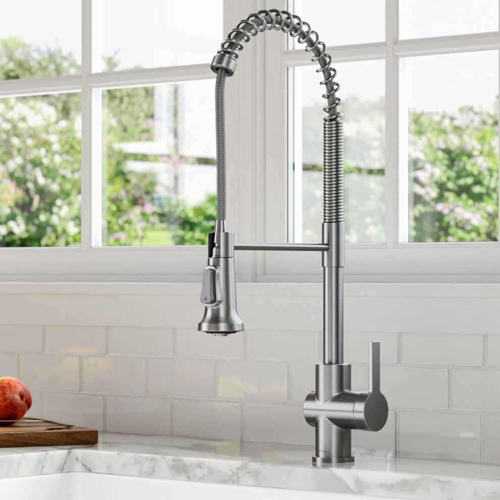 Britt Commercial Style 3-Function Pull-Down 1-Handle 1-Hole Kitchen Faucet, Spot-Free Stainless Steel (Model Kpf-1691sfs)