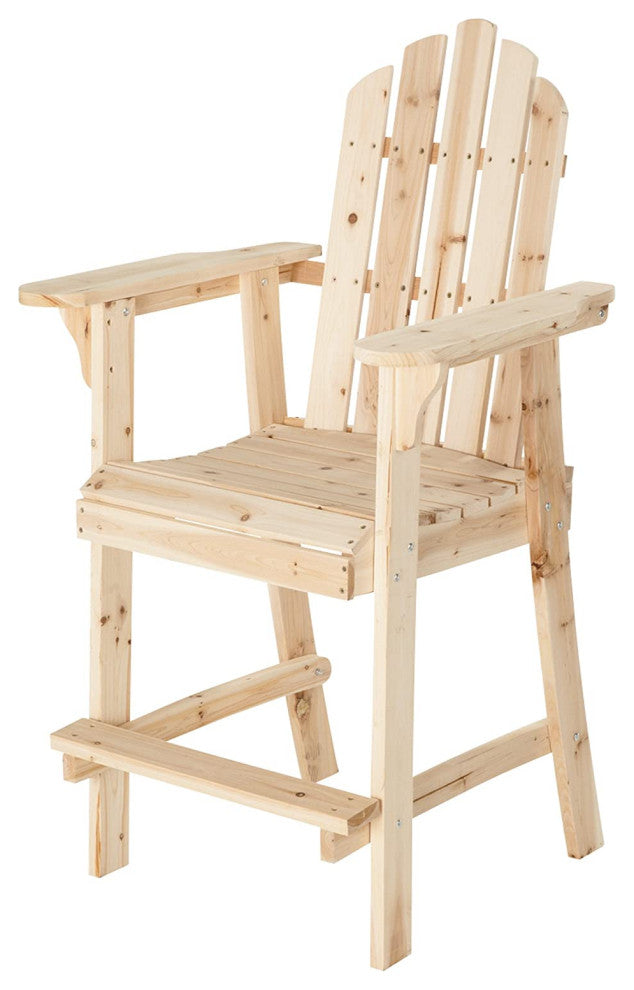 Balcony Tall, Counter High Adirondack Chair With Footrest, Natural Wood