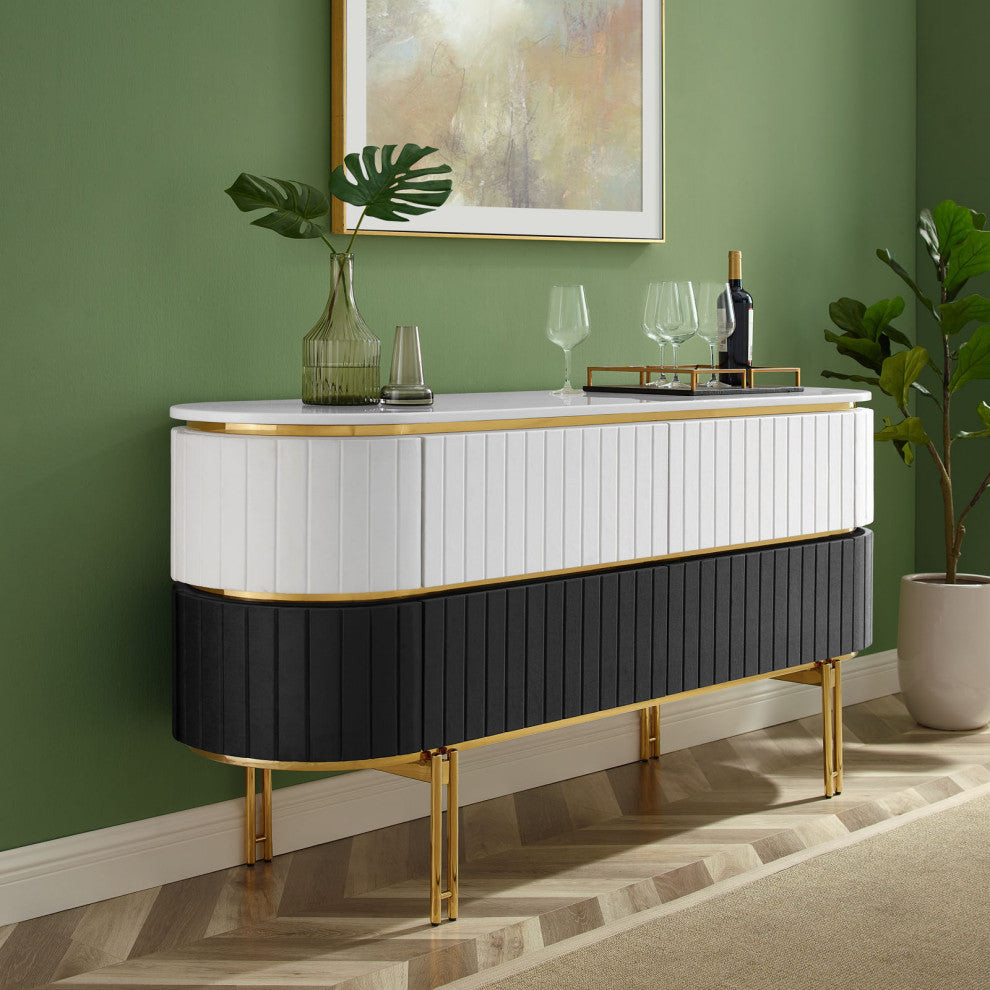 Valencia Performance Velvet Sideboard White Black -5635