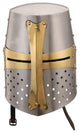 Medieval Brass Crusader Helmet, Silver and Gold