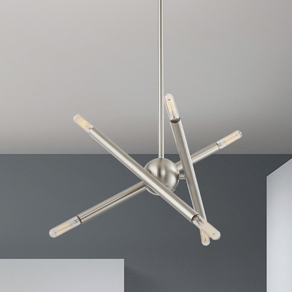 Livex Lighting Soho 6 Light Brushed Nickel Petite Chandelier