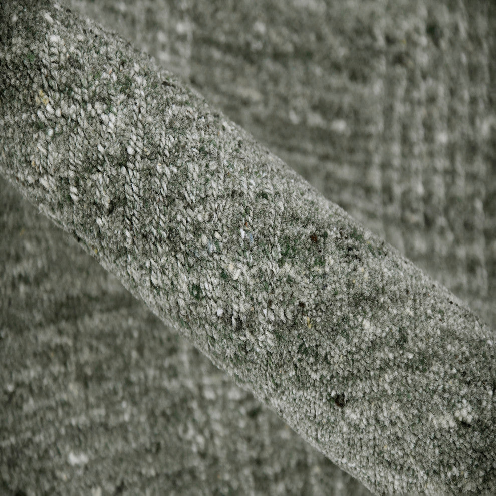 Bence Transitional Hand-Woven Wool Blend Area Rug, Green, 10'x14'