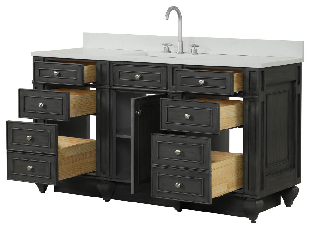 Winston 60" Single Vanity, Gray