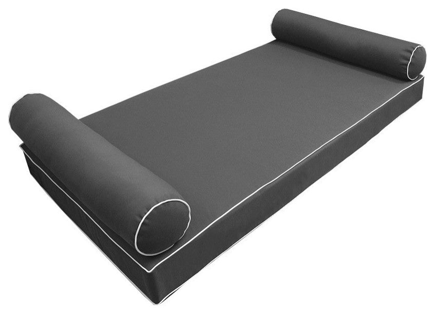 Style5 Queen Contrast Pipe Outdoor Mattress Bolster SlipCover COMPLETE SET AD003