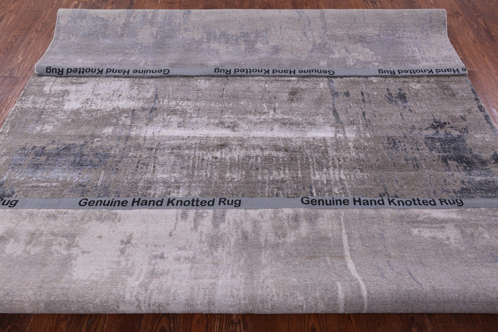 8' 0" X 10' 3" Abstract Hand-Knotted Wool & Silk Rug - Q13088