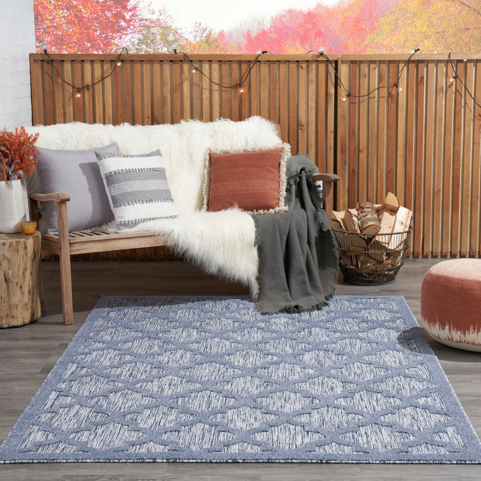 Nourison Easy Care 5' x 7' Denim Blue Modern Area Rug