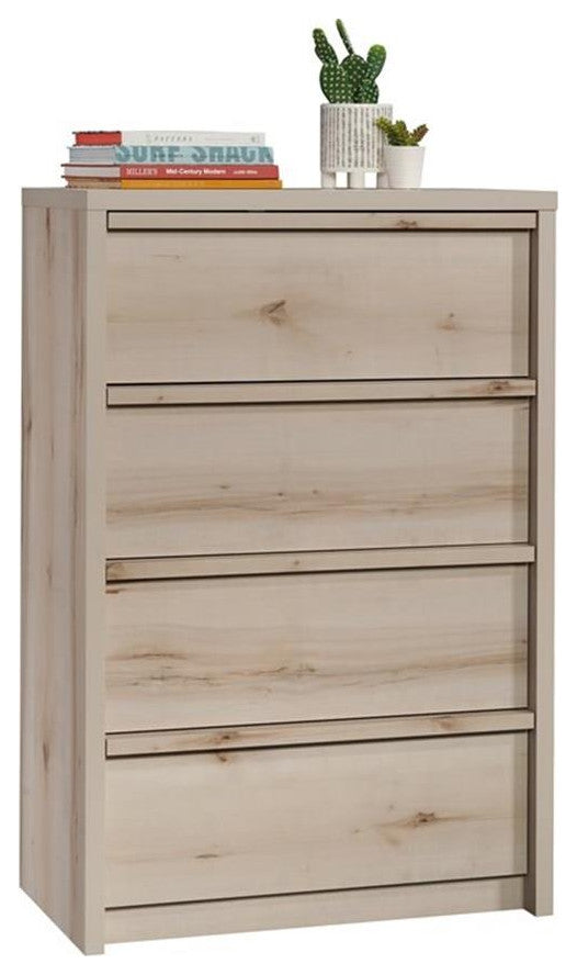 Pemberly Row Engineered Wood 4-Drawer Bedroom Chest in Pacific Maple