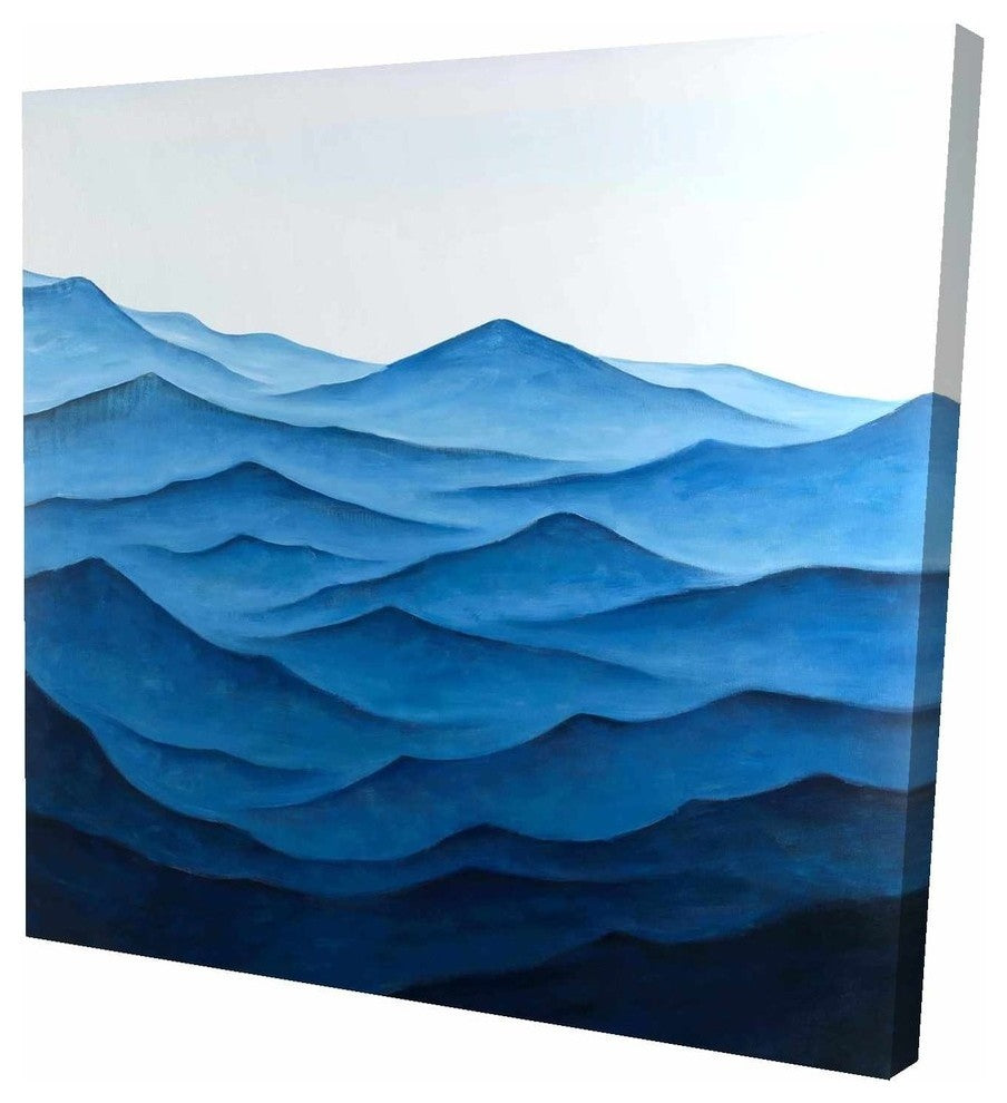 Dark Calm Ocean Waves, Fine Art Gallery Wrapped Canvas, 24"x24"