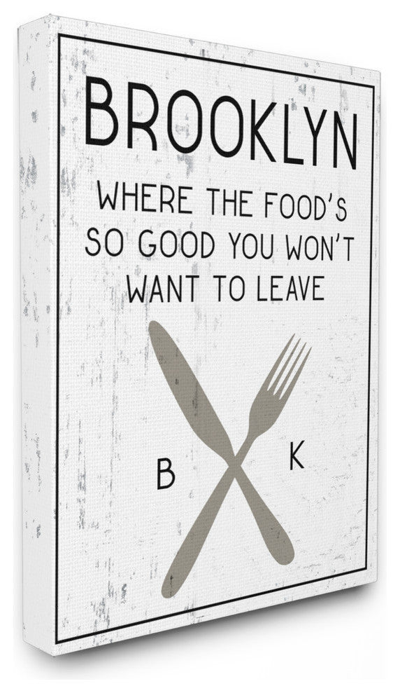 Brooklyn Food You Wont Want to Leave, 30"x40", Stretched Canvas Wall Art