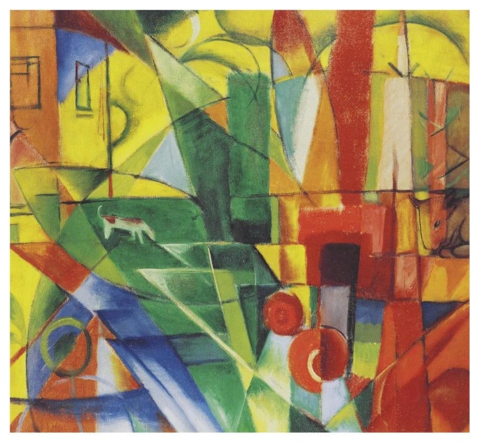 "Landscape with House, Dog and Cattle, 1914" Print by Franz Marc, 32"x30"