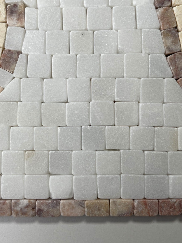 Marble Mosaic Border Listello Tile Dandelion Rojo 6.9x21.7 Tumbled, 1 piece