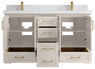 Boston 60" Double Bathroom Vanity in Fine Grain 2" Empira Quartz