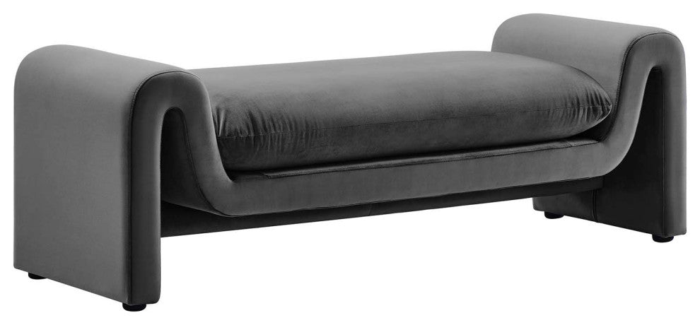 Waverly Performance Velvet Bench - Gray