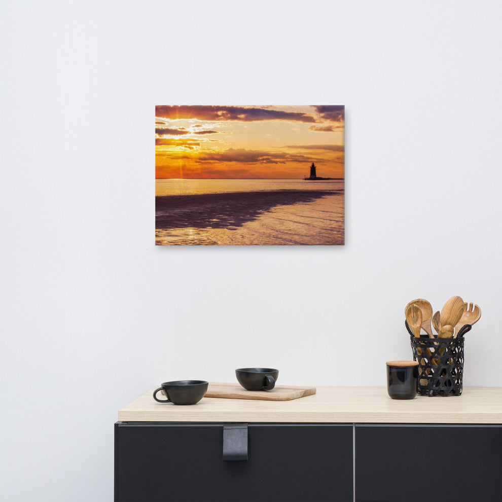 Cape Henlopen Sunset Coastal Landscape Photo Canvas Wall Art Print, 18" X 24"