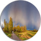 Green Field Under Rainbow Sky, Landscape Photo Disc Metal Artwork, 36"