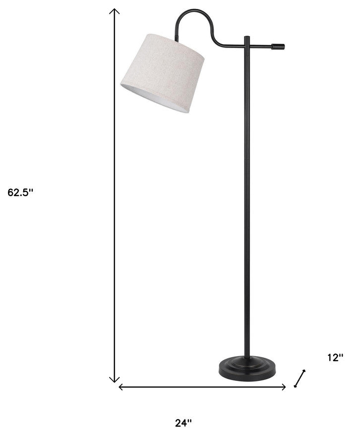 63" Bronze Adjustable Traditional Shaped Floor Lamp With Gray Square Shade