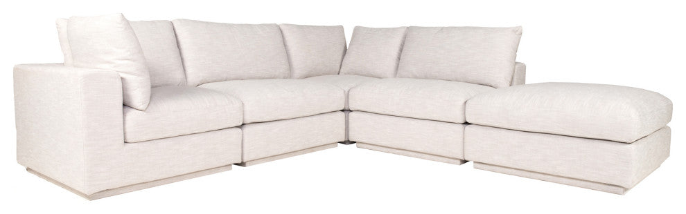 5 PC Set Feather Filled Taupe Fabric Dream Modular Sectional