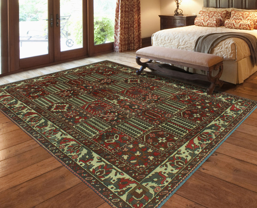 Fine Vintage Distressed Forest Red/Beige Rug, 6'10x10'3