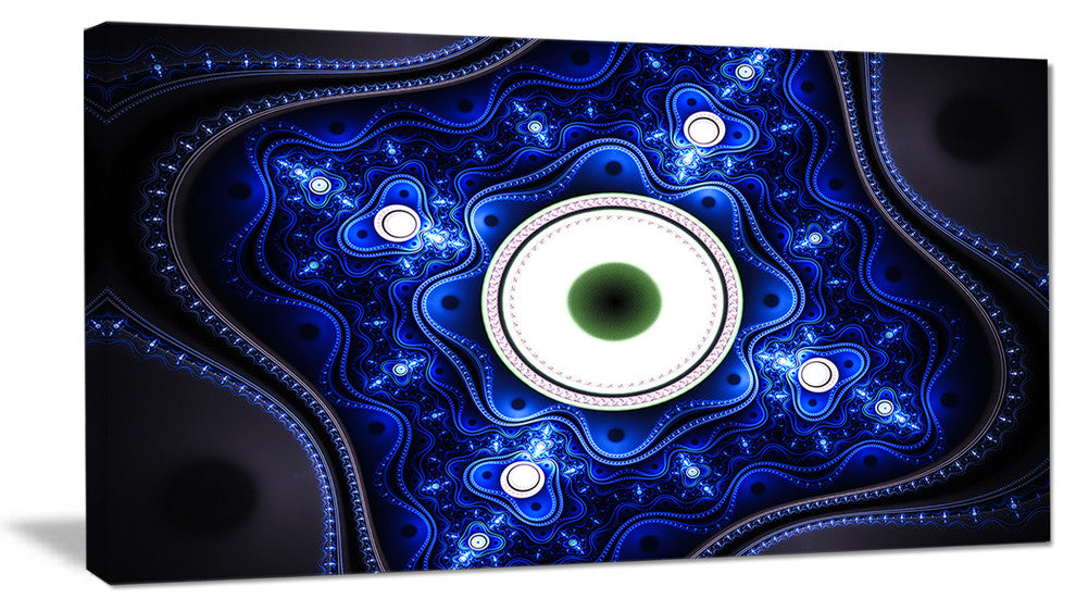 Exotic Blue Pattern with Circles, Abstract Canvas Art Print, 32x16