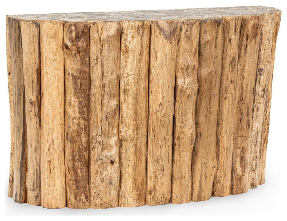 Norwest Petrified Teak Wood Console Table