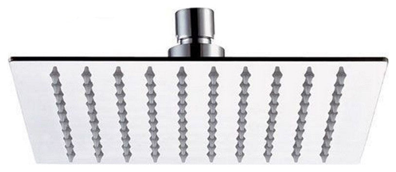 Thin Square Rain Shower Head 10 Inch, Polished Chrome, 6 Inch Arm