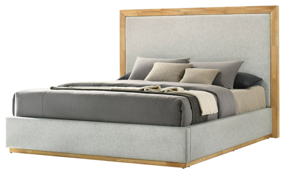 Nova Domus Santa Barbara Modern Grey Fabric + Natural Bed, Queen