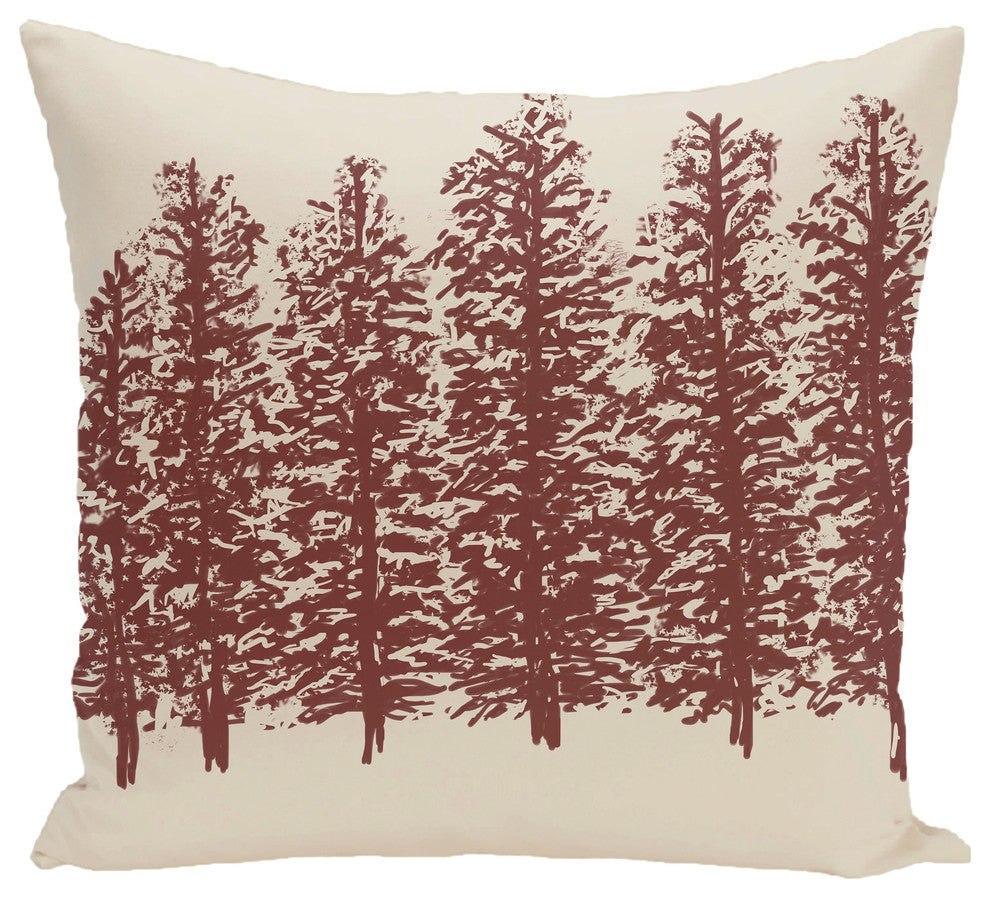 Through The Woods Flower Print Pillow, Brown, 16"x16"