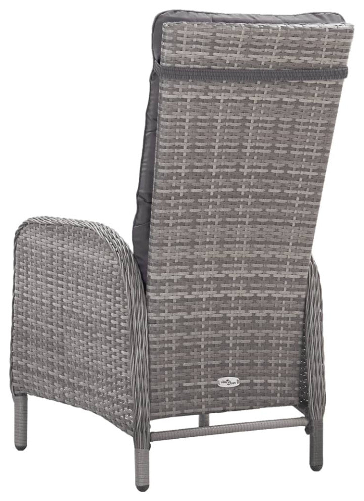 vidaXL Patio Dining Set 3 Piece Poly Rattan and Glass Gray Garden Furniture