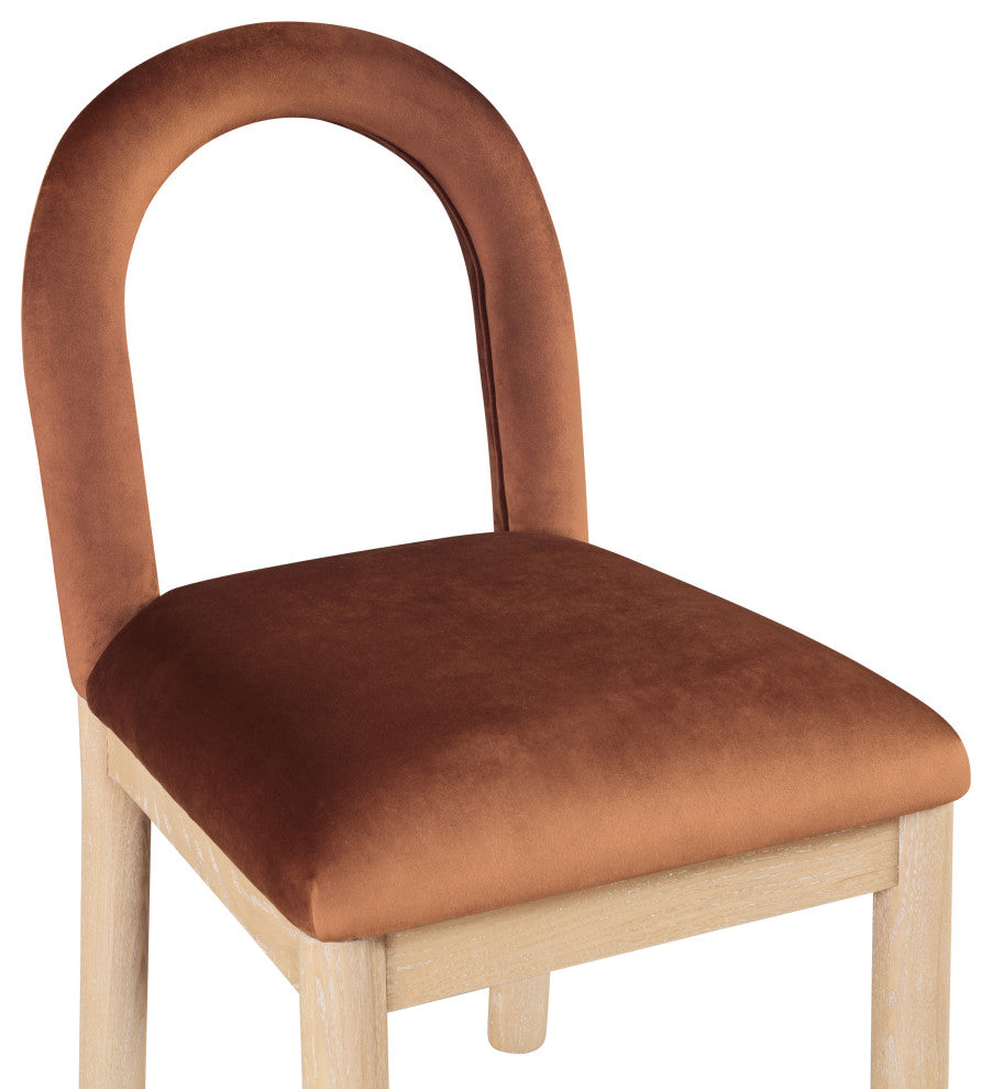 Conrad Upholstered Dining Chair, Cognac, Velvet, Natural Finish
