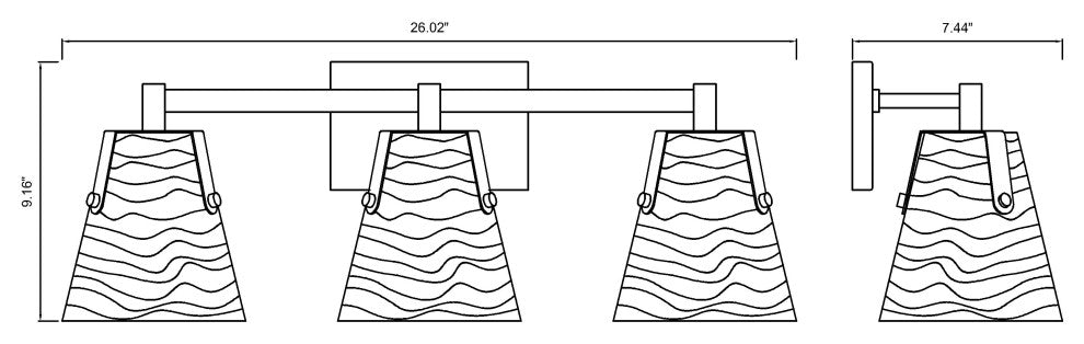 Z-LITE 3-Light Vanity, Matte Black
