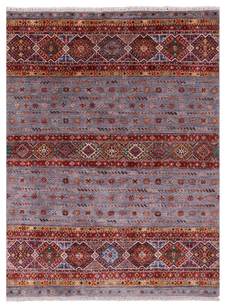 4' 10" X 6' 7" Handmade Khorjin Super Kazak Wool Rug Q11204