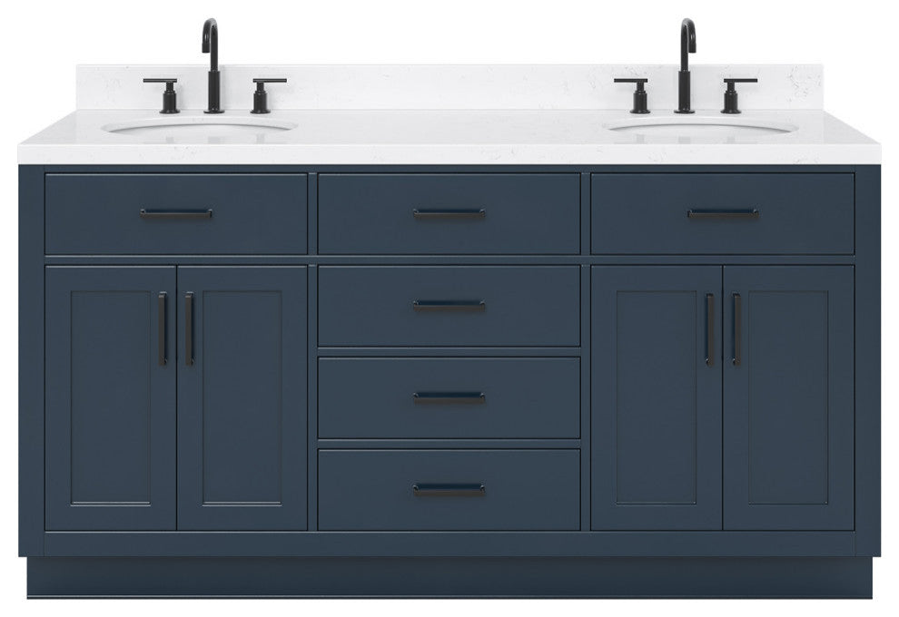 Ariel Hepburn 66"  Double Oval Sinks Vanity, Carrara Quartz