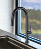 Fine Fixtures Pull Down Single Handle Kitchen Faucet, Satin Brass