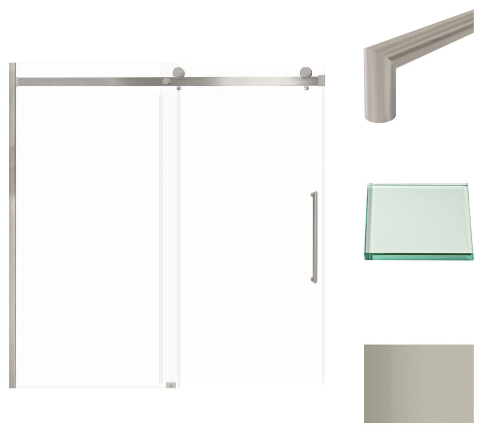 Madeline 60"x60" Frameless Shower Door with Fixed Panel in Brushed Stainless