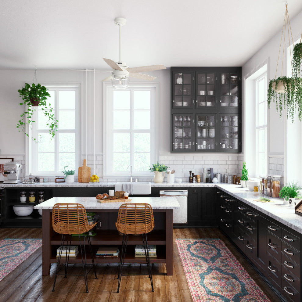 Hunter 52" Margo Textured White Ceiling Fan, LED Light Kit and Handheld Remote