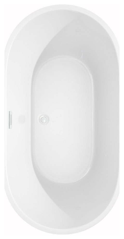 Carissa 60" Freestanding White Bathtub, Shiny White Drain and Overflow Trim