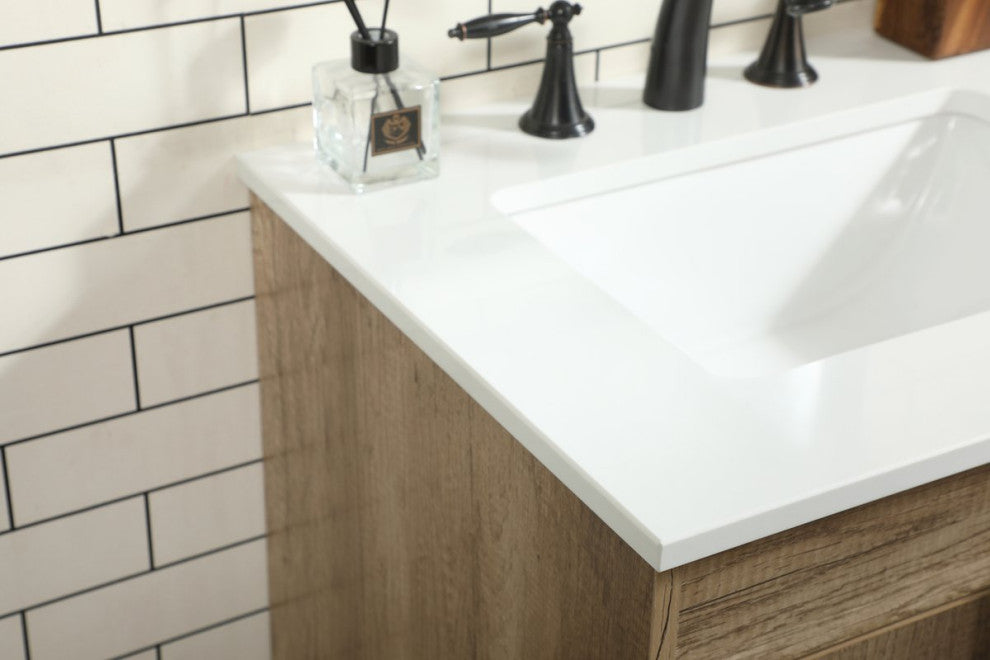Home Living 19" Modern Natural Oak-Light Bathroom Vanity