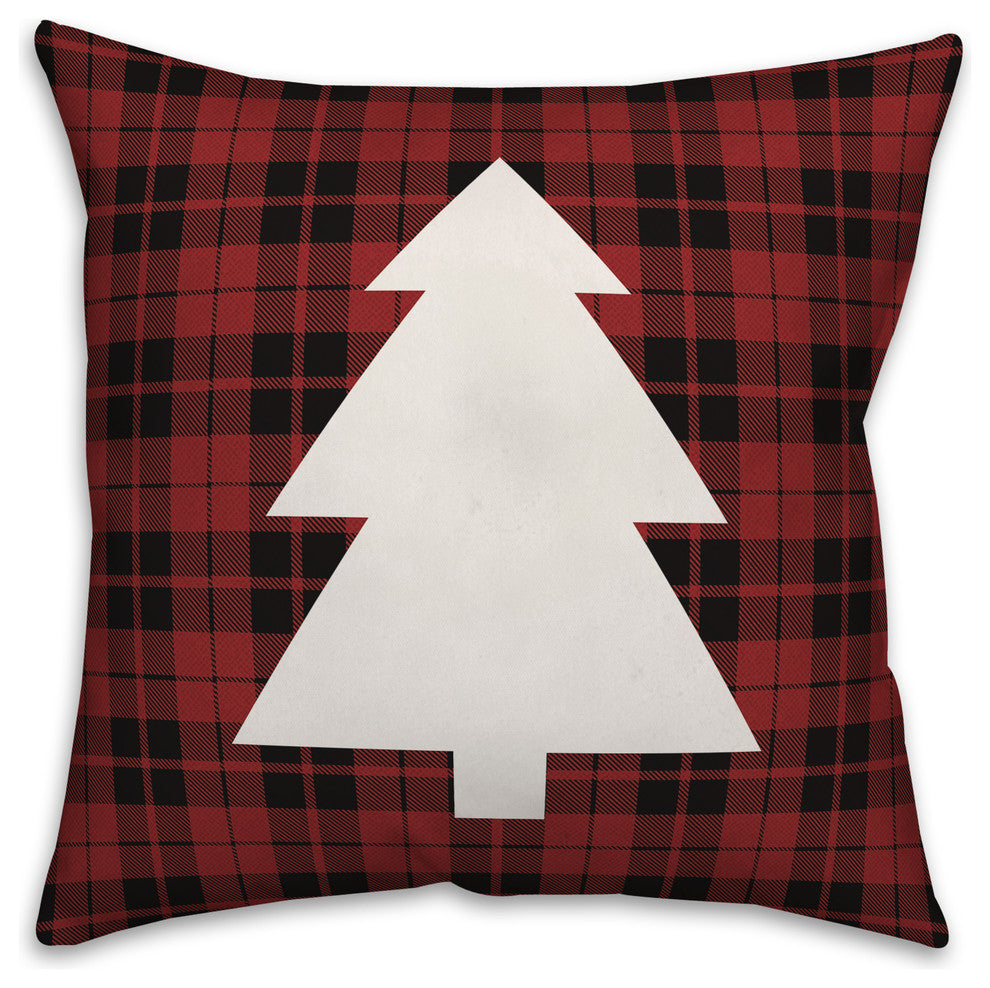 Plaid Christmas Tree 20"x20" Throw Pillow