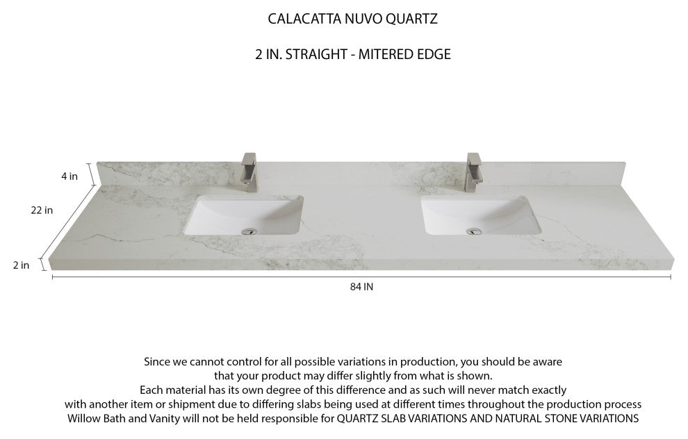 Sonoma 84 Double Sink Reeded Bath Vanity in Black 2" Calacatta Nuvo