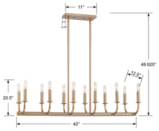 Bailey 12 Light Aged Brass Chandelier