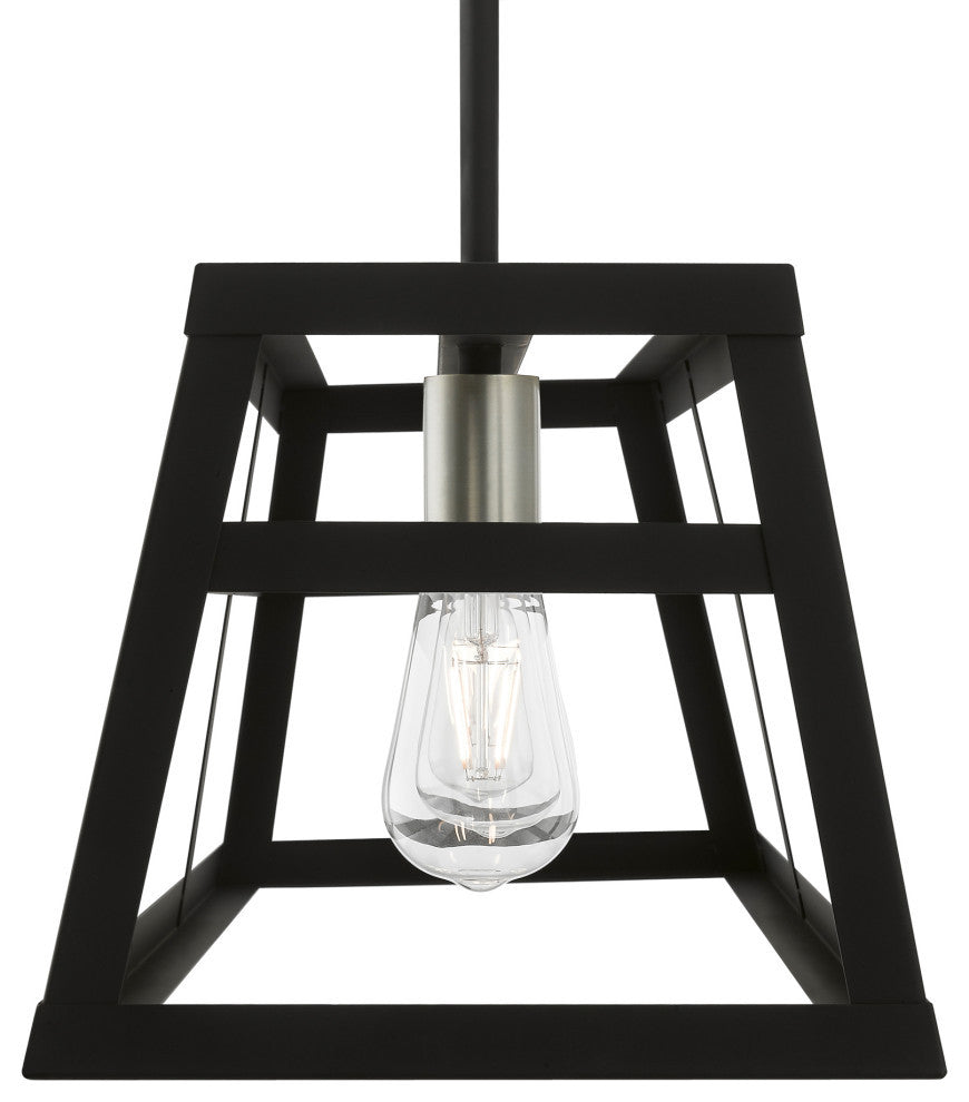 Schofield 3 Light Black With Brushed Nickel Accents Linear Chandelier