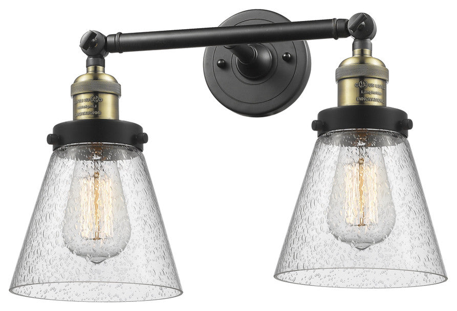 Franklin Restoration Small Cone 2 Light Bathroom Vanity Light, Black Antique